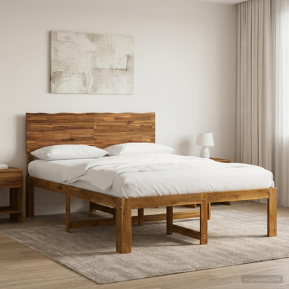 vidaXL Double Bed Frame with Headboard ROSTOCK Natural 120 x 190 cm