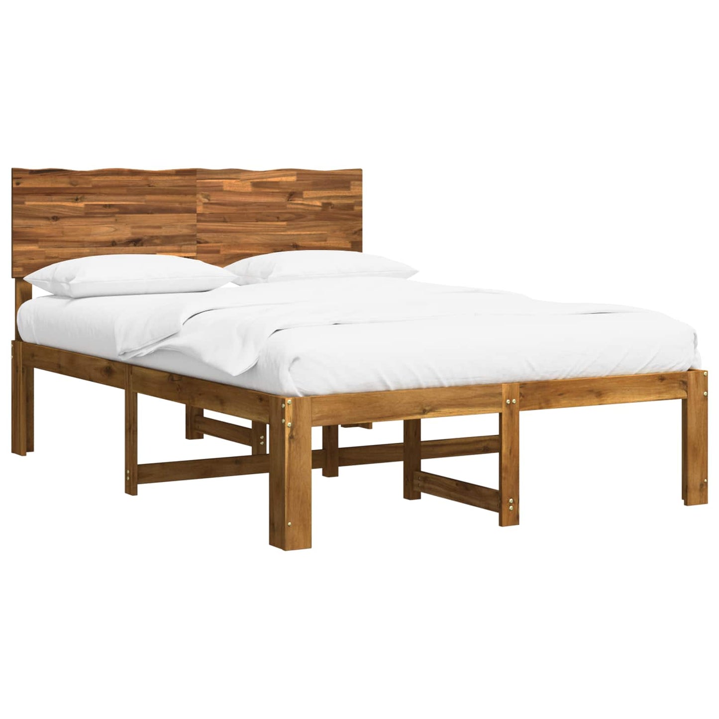 vidaXL Double Bed Frame with Headboard ROSTOCK Natural 120 x 190 cm