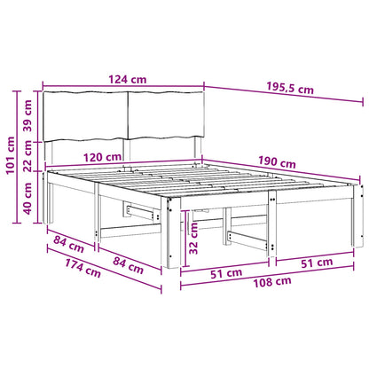 vidaXL Double Bed Frame with Headboard ROSTOCK White 120 x 190 cm