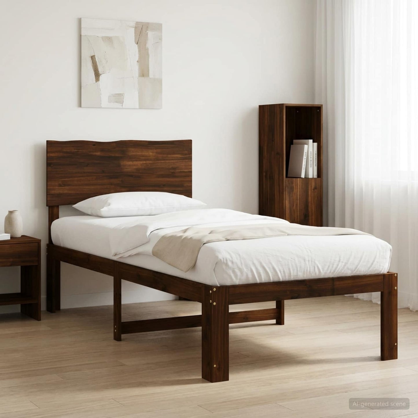 vidaXL Single Bed Frame with Headboard ROSTOCK Dark Brown 80 x 200 cm