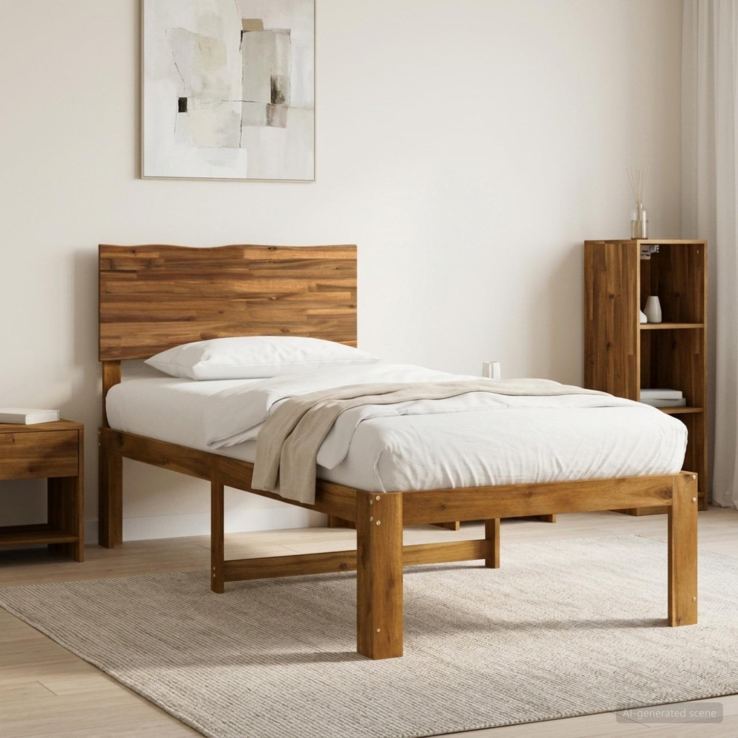 vidaXL Single Bed Frame with Headboard ROSTOCK Natural 80 x 200 cm