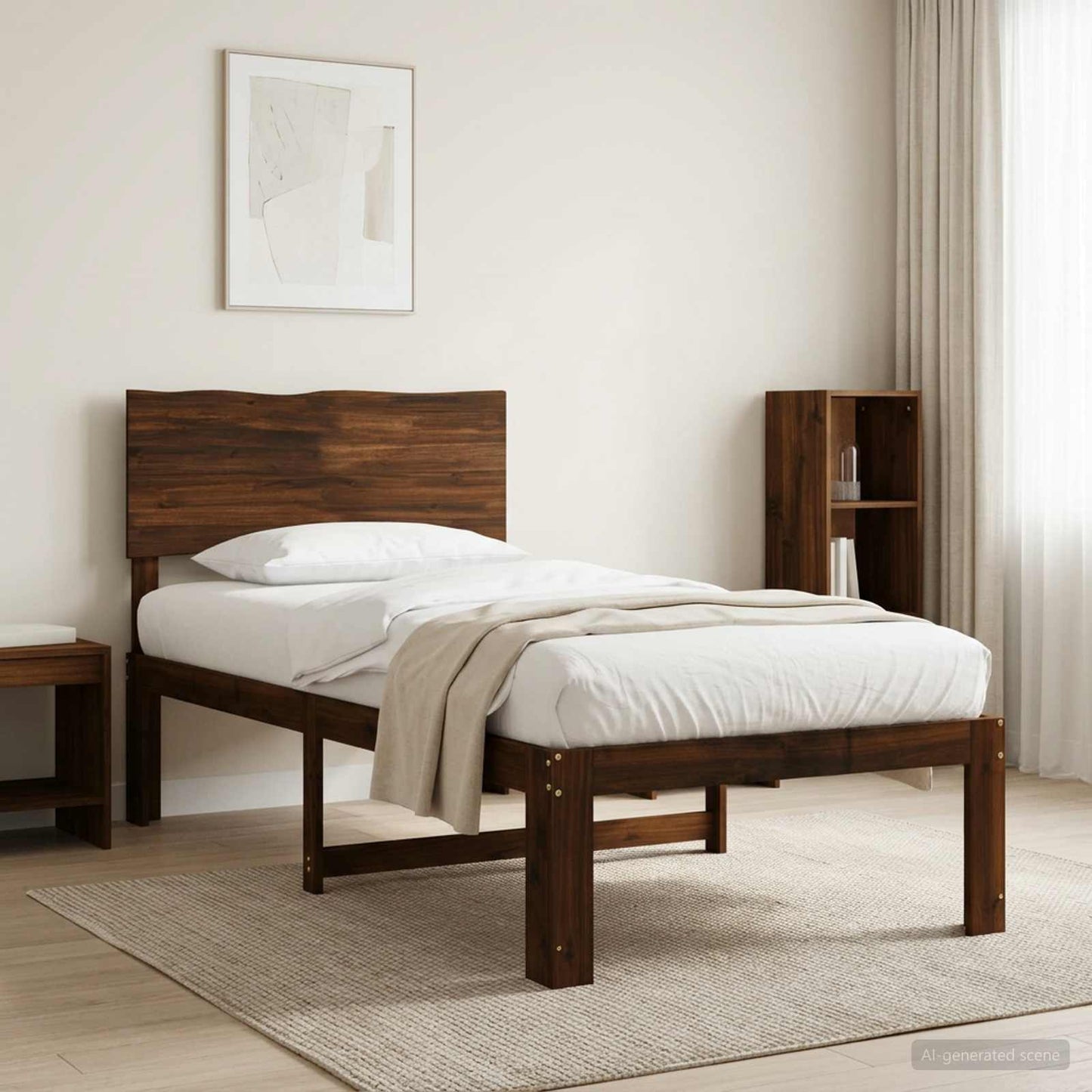 vidaXL Single Bed Frame with Headboard ROSTOCK Dark Brown 90 x 200 cm