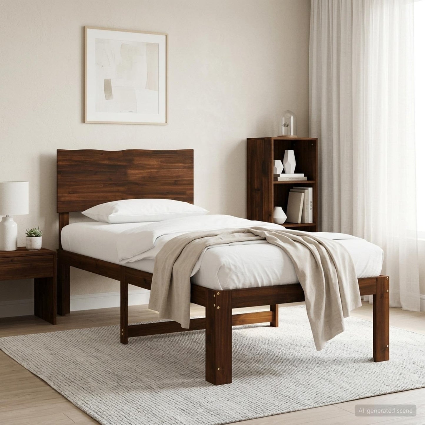 vidaXL Single Bed Frame with Headboard ROSTOCK Dark Brown 100 x 200 cm