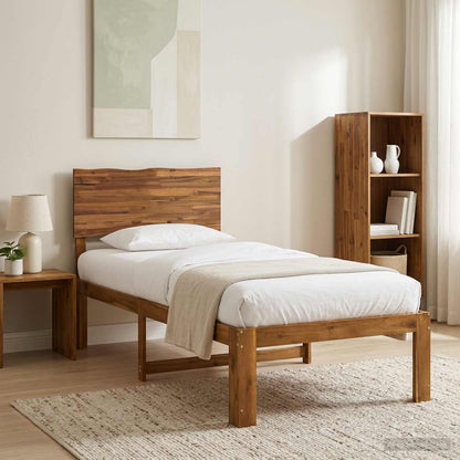 vidaXL Single Bed Frame with Headboard ROSTOCK Natural 100 x 200 cm