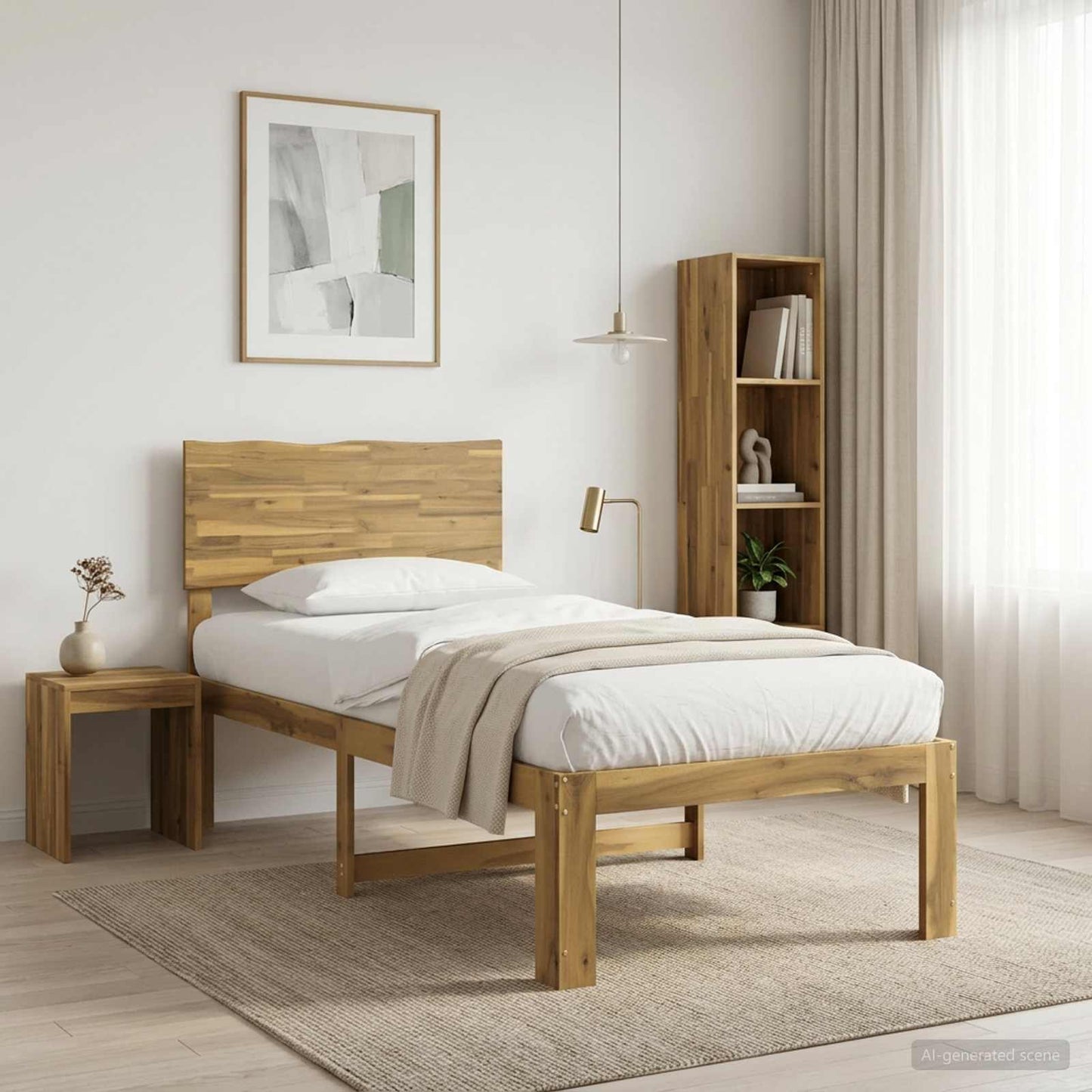 vidaXL Single Bed Frame with Headboard ROSTOCK White 100 x 200 cm