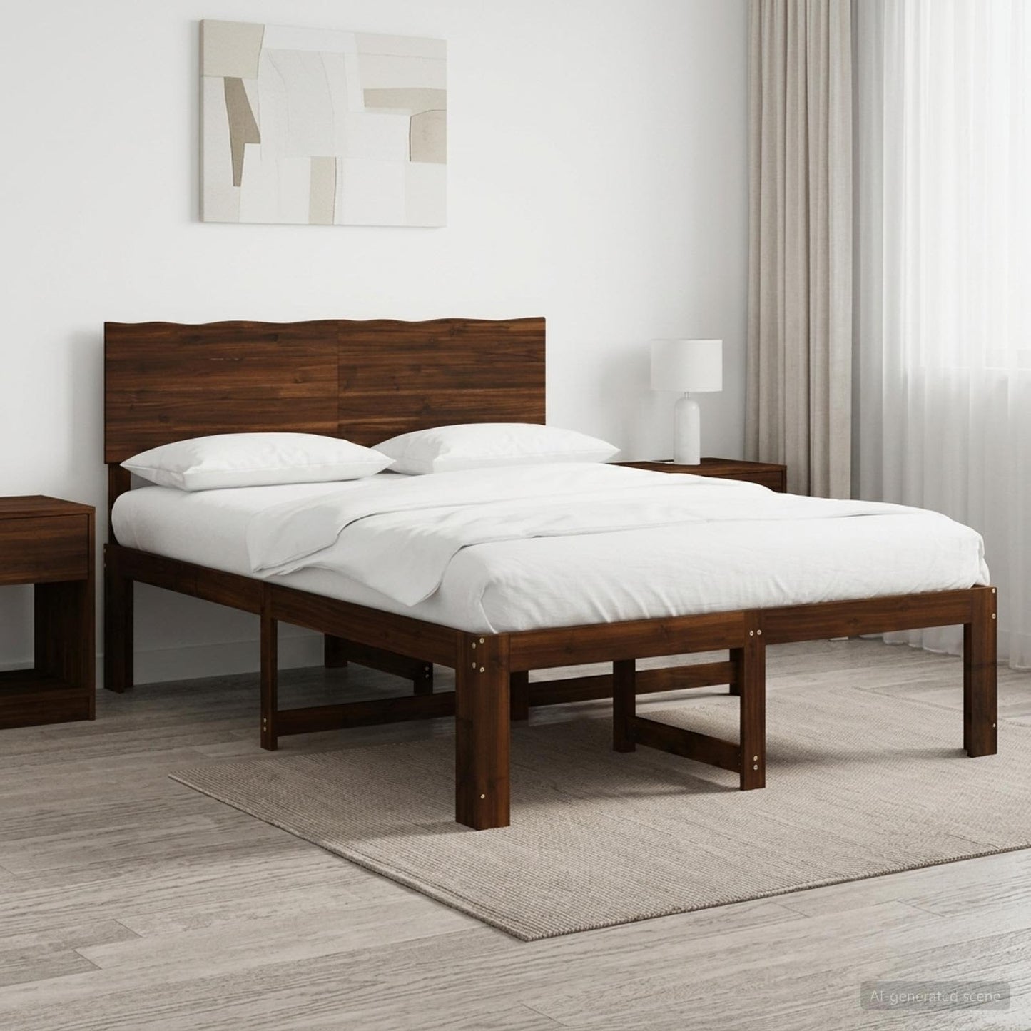 vidaXL Double Bed Frame with Headboard ROSTOCK Dark Brown 120 x 200 cm