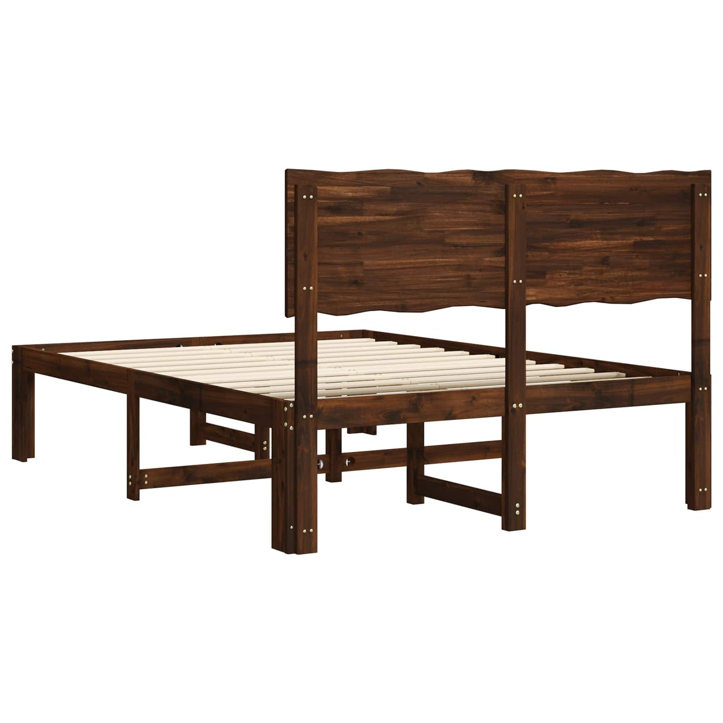 vidaXL Double Bed Frame with Headboard ROSTOCK Dark Brown 120 x 200 cm
