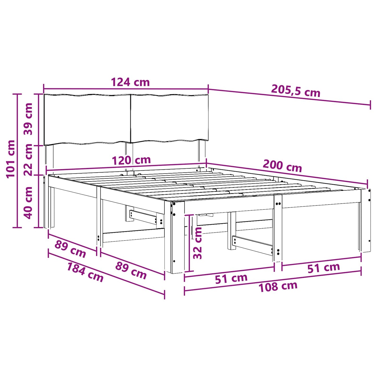 vidaXL Double Bed Frame with Headboard ROSTOCK Dark Brown 120 x 200 cm
