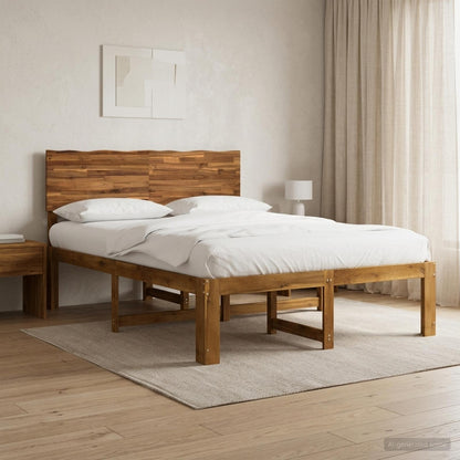vidaXL Double Bed Frame with Headboard ROSTOCK Natural 120 x 200 cm