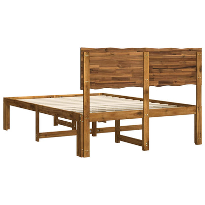 vidaXL Double Bed Frame with Headboard ROSTOCK Natural 120 x 200 cm