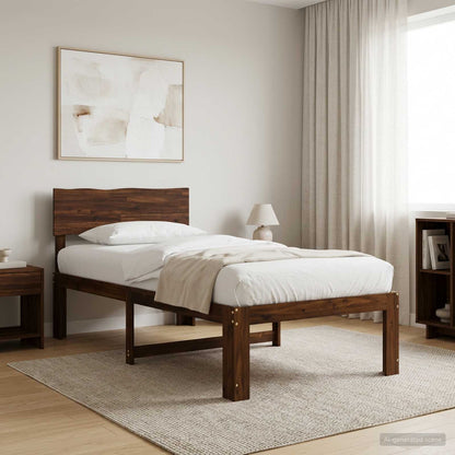 vidaXL Single Bed Frame with Headboard ROSTOCK Dark Brown 75 x 190 cm