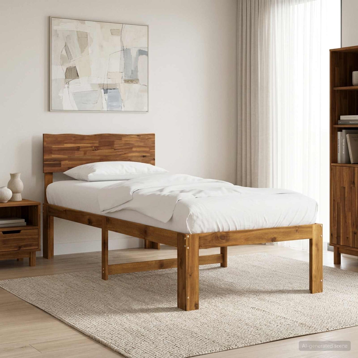 vidaXL Single Bed Frame with Headboard ROSTOCK Natural 75 x 190 cm