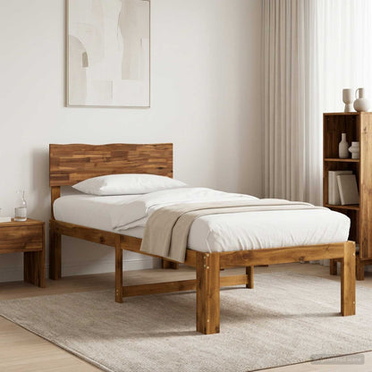vidaXL Single Bed Frame with Headboard ROSTOCK Natural 90 x 190 cm