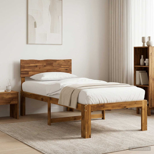 vidaXL Single Bed Frame with Headboard ROSTOCK Natural 90 x 190 cm