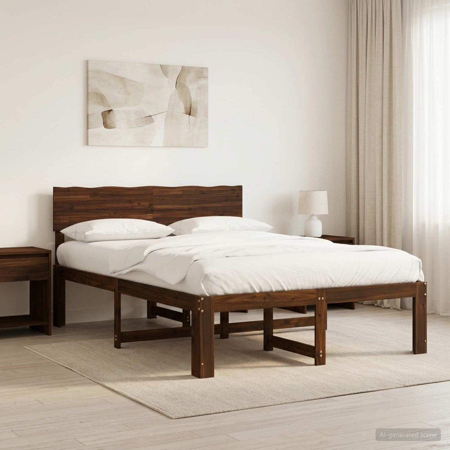 vidaXL Double Bed Frame with Headboard ROSTOCK Dark Brown 120 x 190 cm