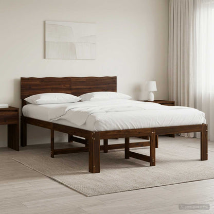 vidaXL Double Bed Frame with Headboard ROSTOCK Dark Brown 135 x 190 cm