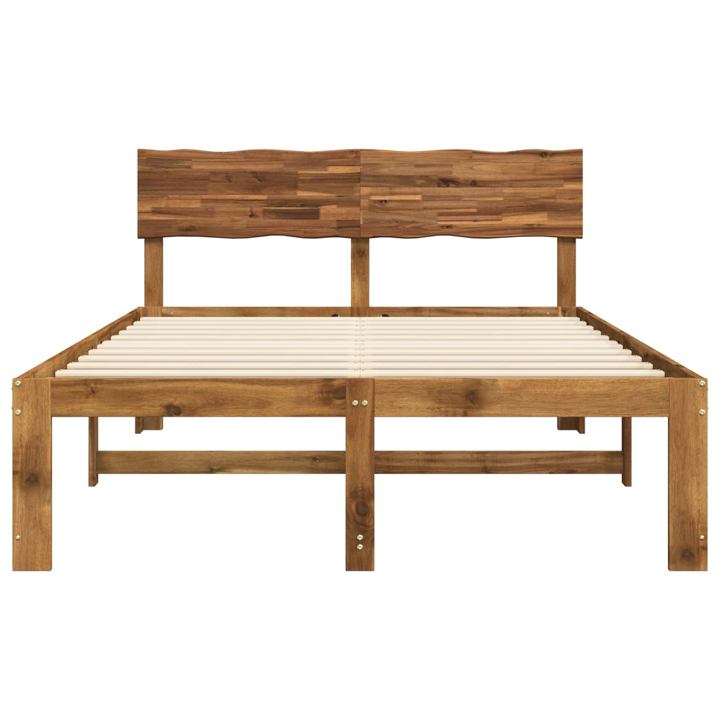 vidaXL Double Bed Frame with Headboard ROSTOCK Natural 135 x 190 cm