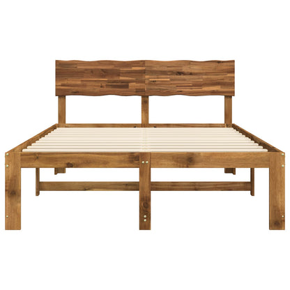 vidaXL Double Bed Frame with Headboard ROSTOCK Natural 135 x 190 cm