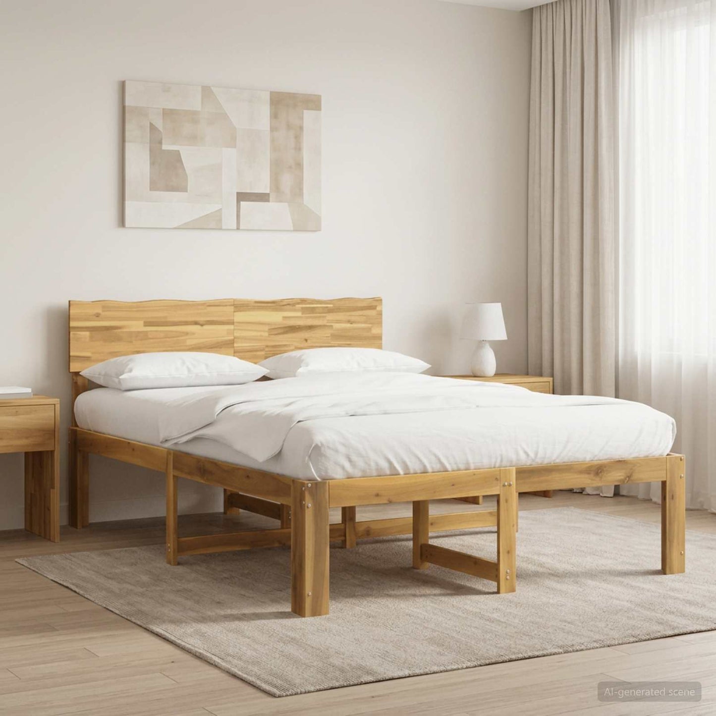 vidaXL Double Bed Frame with Headboard ROSTOCK White 135 x 190 cm
