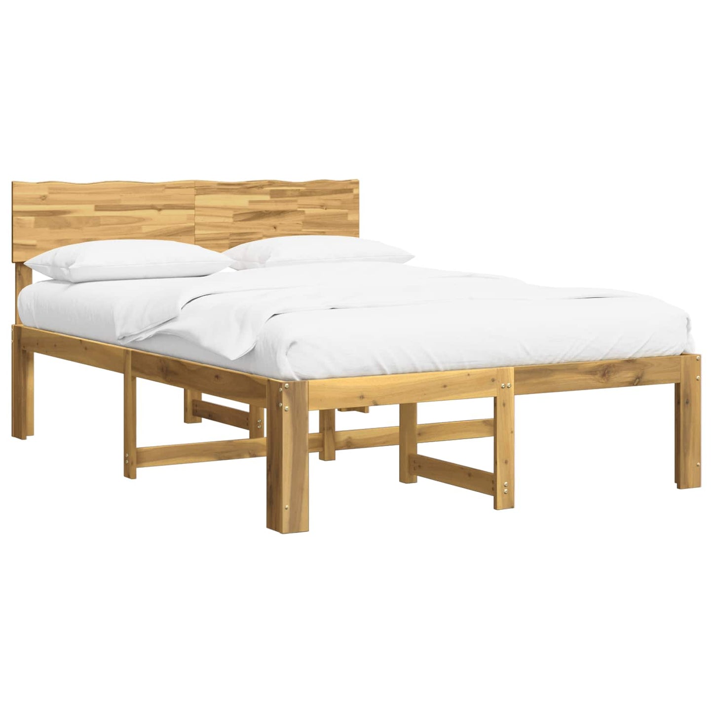 vidaXL Double Bed Frame with Headboard ROSTOCK White 135 x 190 cm