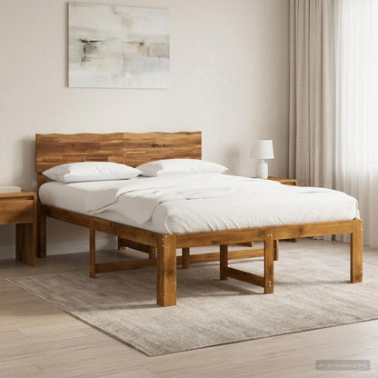 vidaXL Double Bed Frame with Headboard ROSTOCK Natural 140 x 190 cm