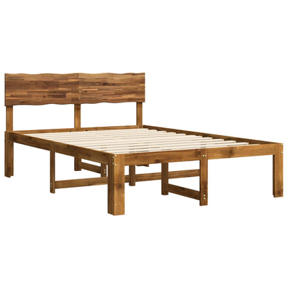vidaXL Double Bed Frame with Headboard ROSTOCK Natural 140 x 190 cm