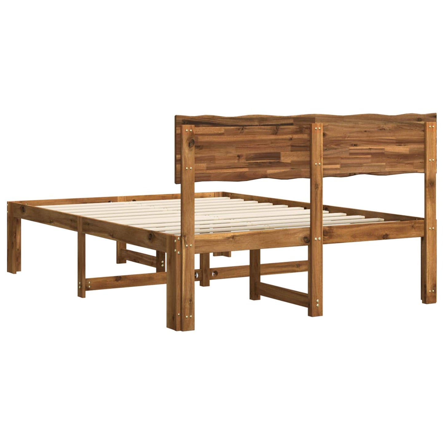 vidaXL Double Bed Frame with Headboard ROSTOCK Natural 140 x 190 cm