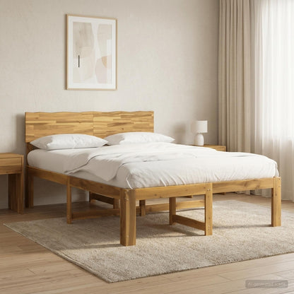 vidaXL Double Bed Frame with Headboard ROSTOCK White 140 x 190 cm