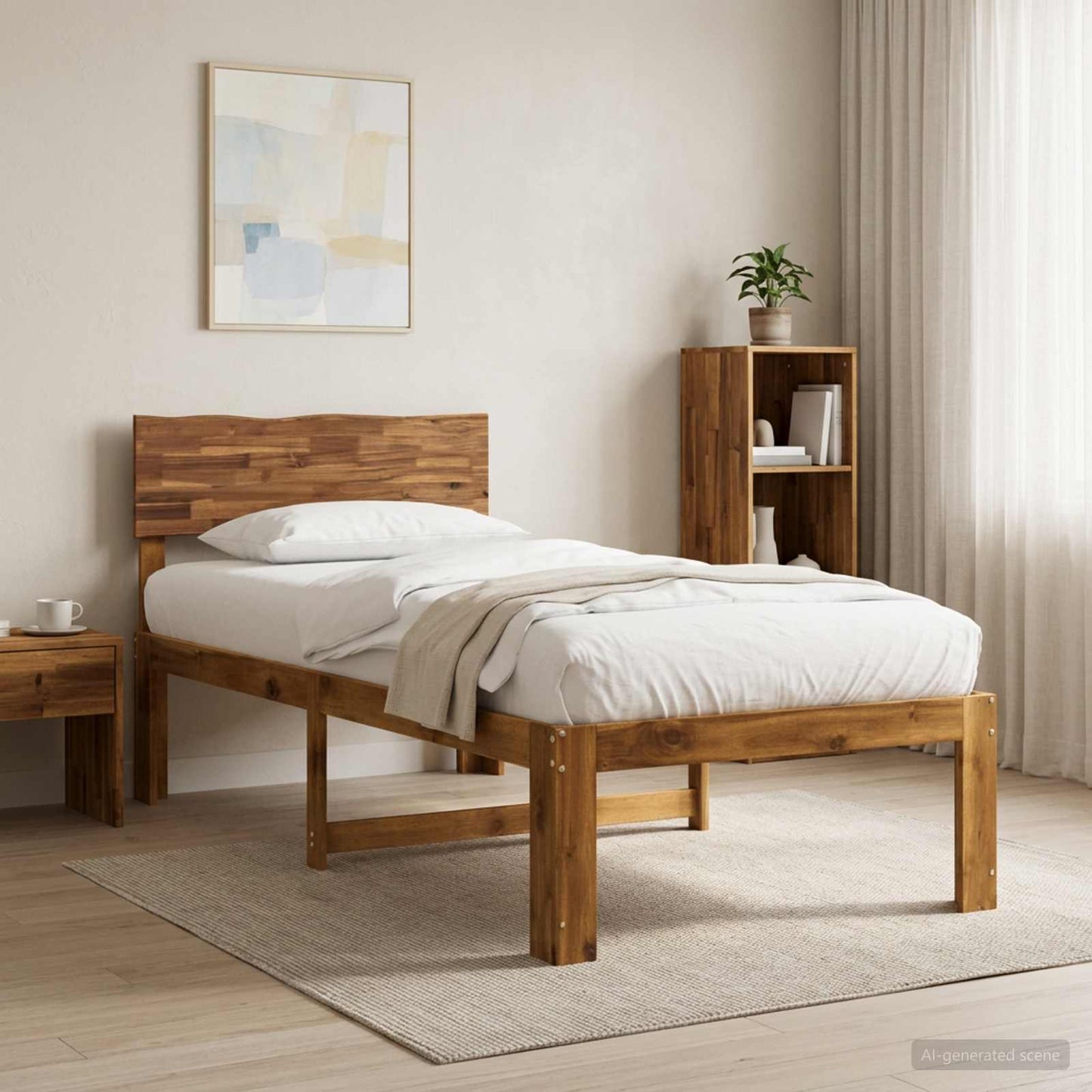 vidaXL Single Bed Frame with Headboard ROSTOCK Natural 80 x 200 cm