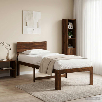 vidaXL Single Bed Frame with Headboard ROSTOCK Dark Brown 90 x 200 cm