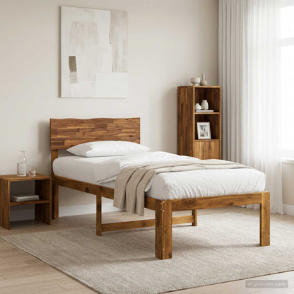 vidaXL Single Bed Frame with Headboard ROSTOCK Natural 90 x 200 cm