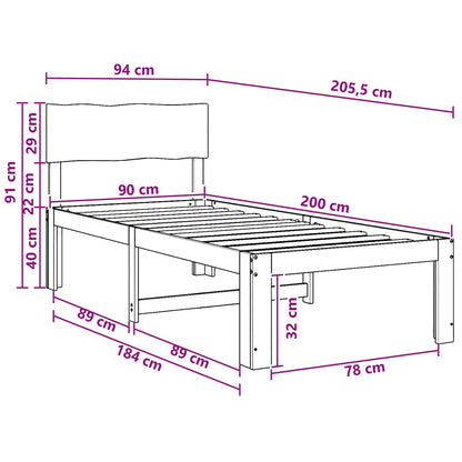 vidaXL Single Bed Frame with Headboard ROSTOCK White 90 x 200 cm