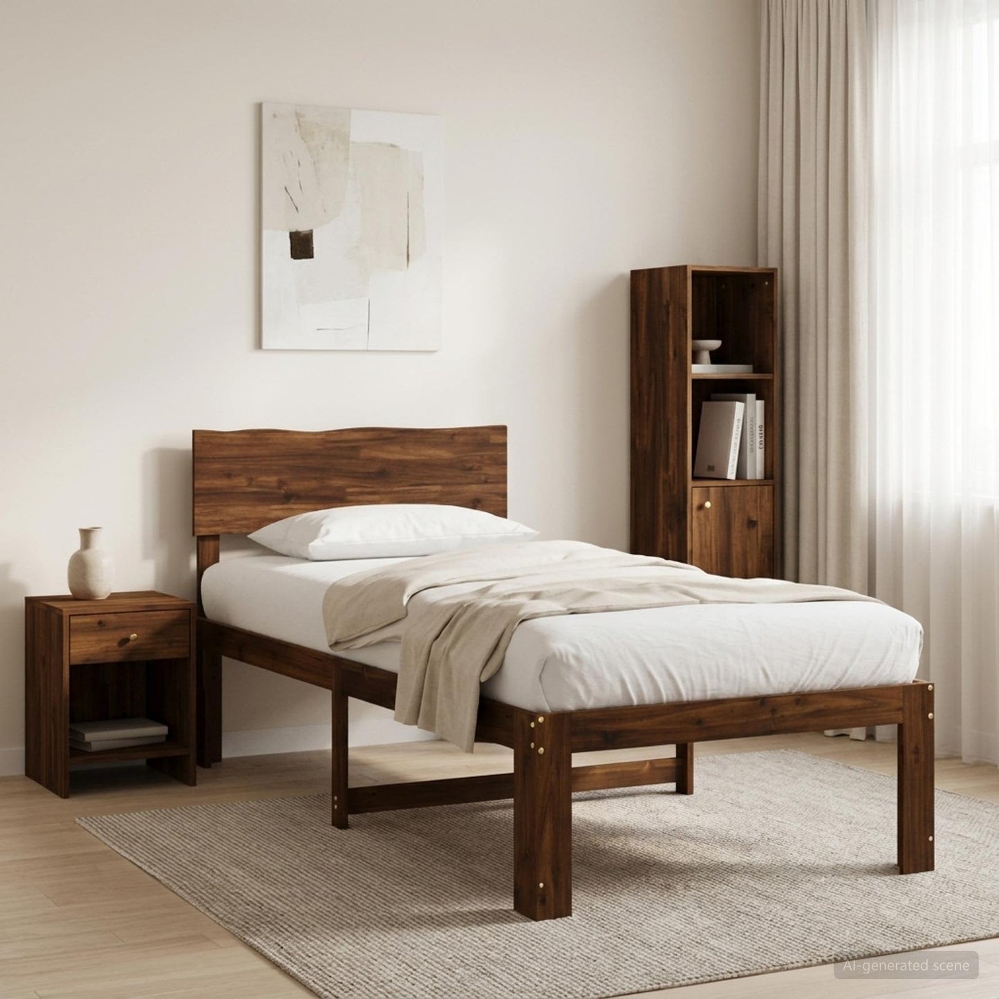 vidaXL Single Bed Frame with Headboard ROSTOCK Dark Brown 100 x 200 cm