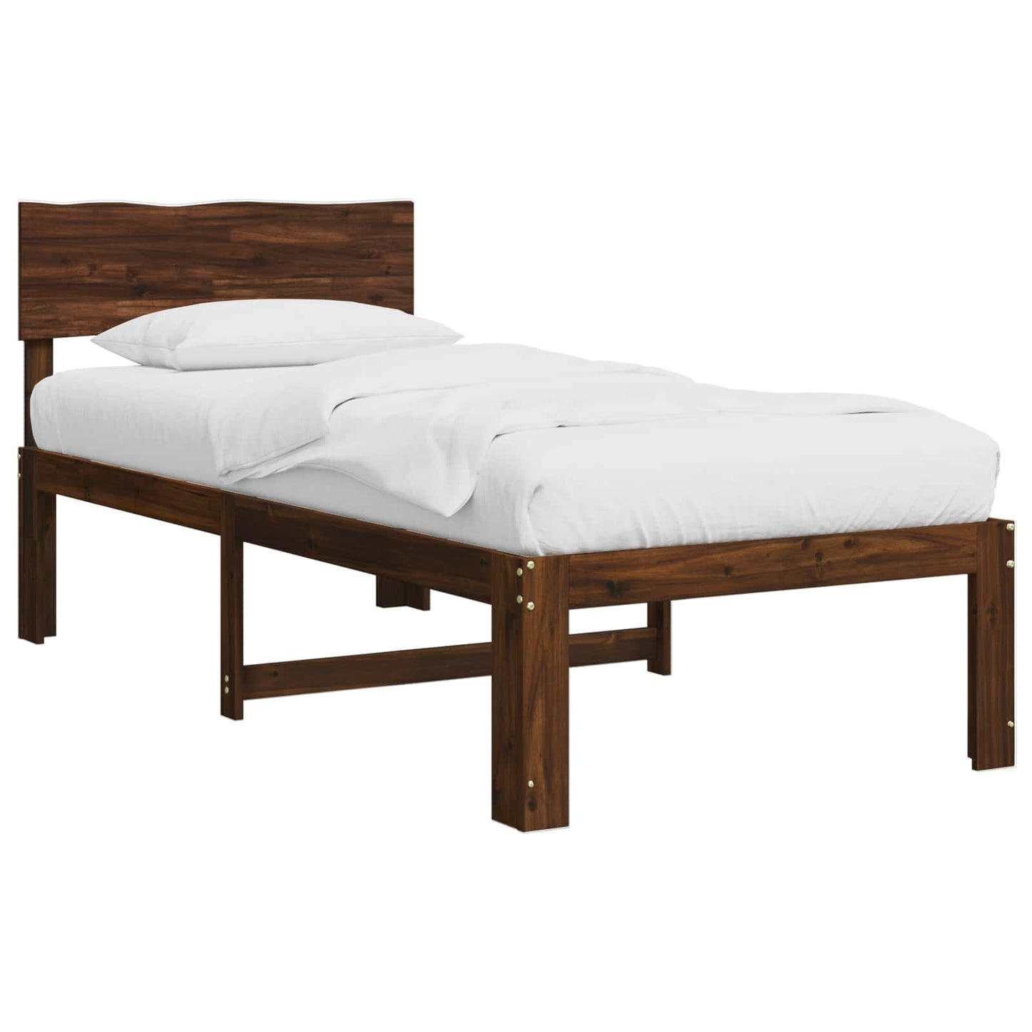 vidaXL Single Bed Frame with Headboard ROSTOCK Dark Brown 100 x 200 cm