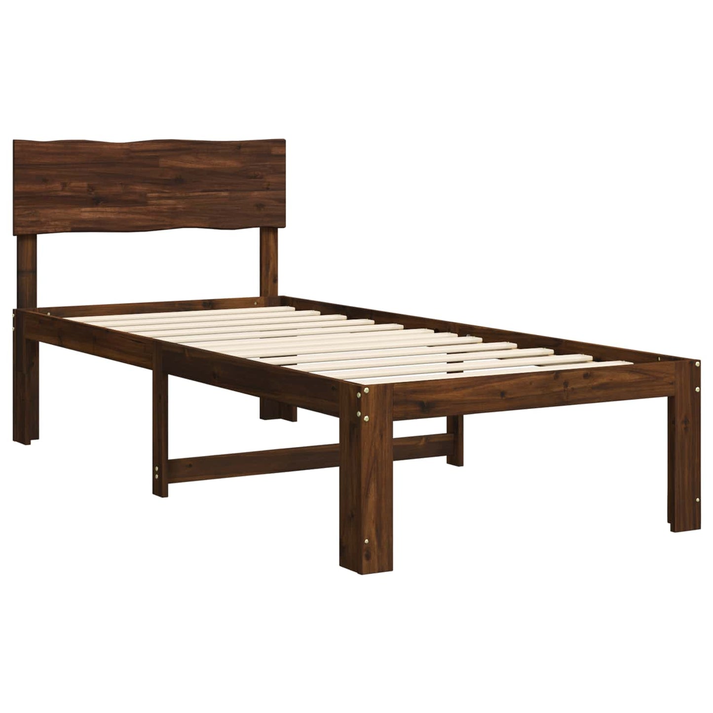 vidaXL Single Bed Frame with Headboard ROSTOCK Dark Brown 100 x 200 cm
