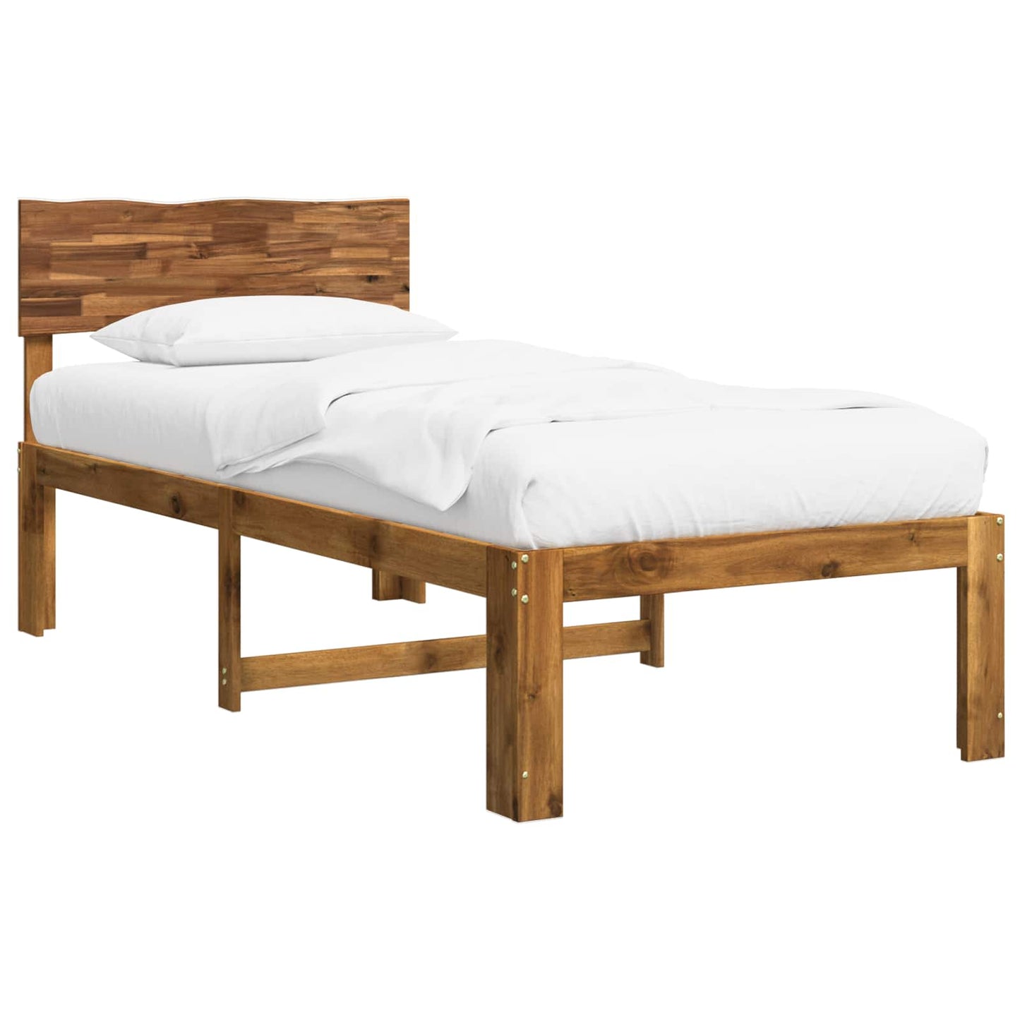 vidaXL Single Bed Frame with Headboard ROSTOCK Natural 100 x 200 cm