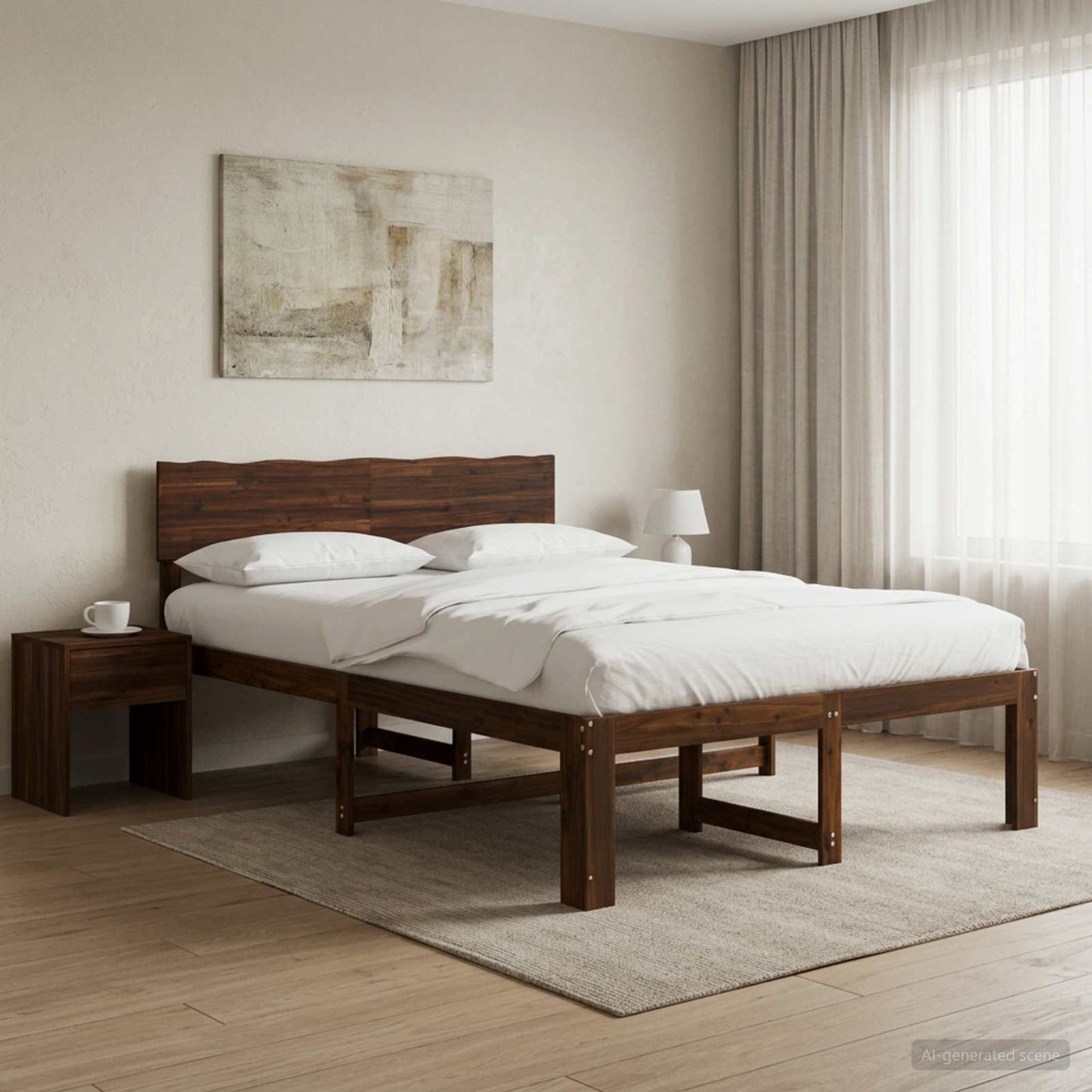vidaXL Double Bed Frame with Headboard ROSTOCK Dark Brown 120 x 200 cm