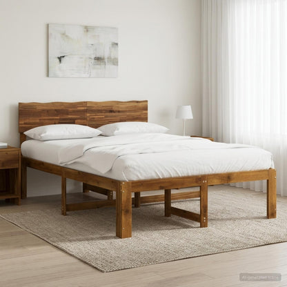 vidaXL Double Bed Frame with Headboard ROSTOCK Natural 120 x 200 cm