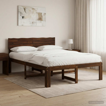 vidaXL Double Bed Frame with Headboard ROSTOCK Dark Brown 140 x 200 cm