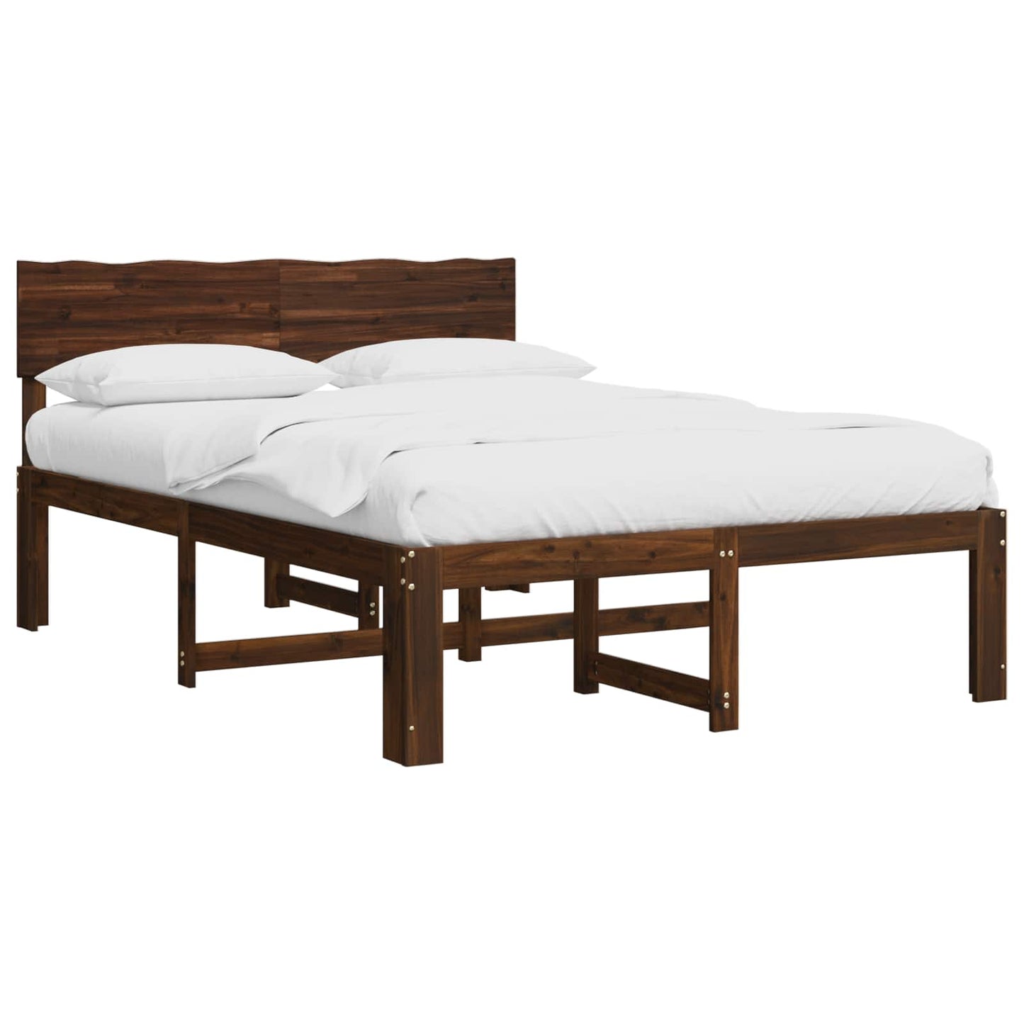 vidaXL Double Bed Frame with Headboard ROSTOCK Dark Brown 140 x 200 cm