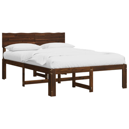 vidaXL Double Bed Frame with Headboard ROSTOCK Dark Brown 140 x 200 cm