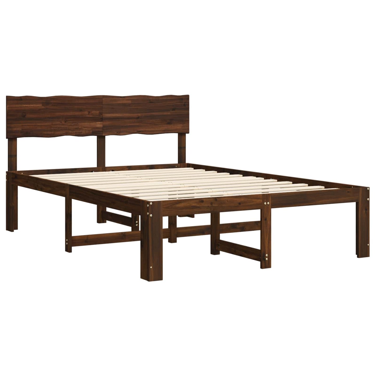 vidaXL Double Bed Frame with Headboard ROSTOCK Dark Brown 140 x 200 cm