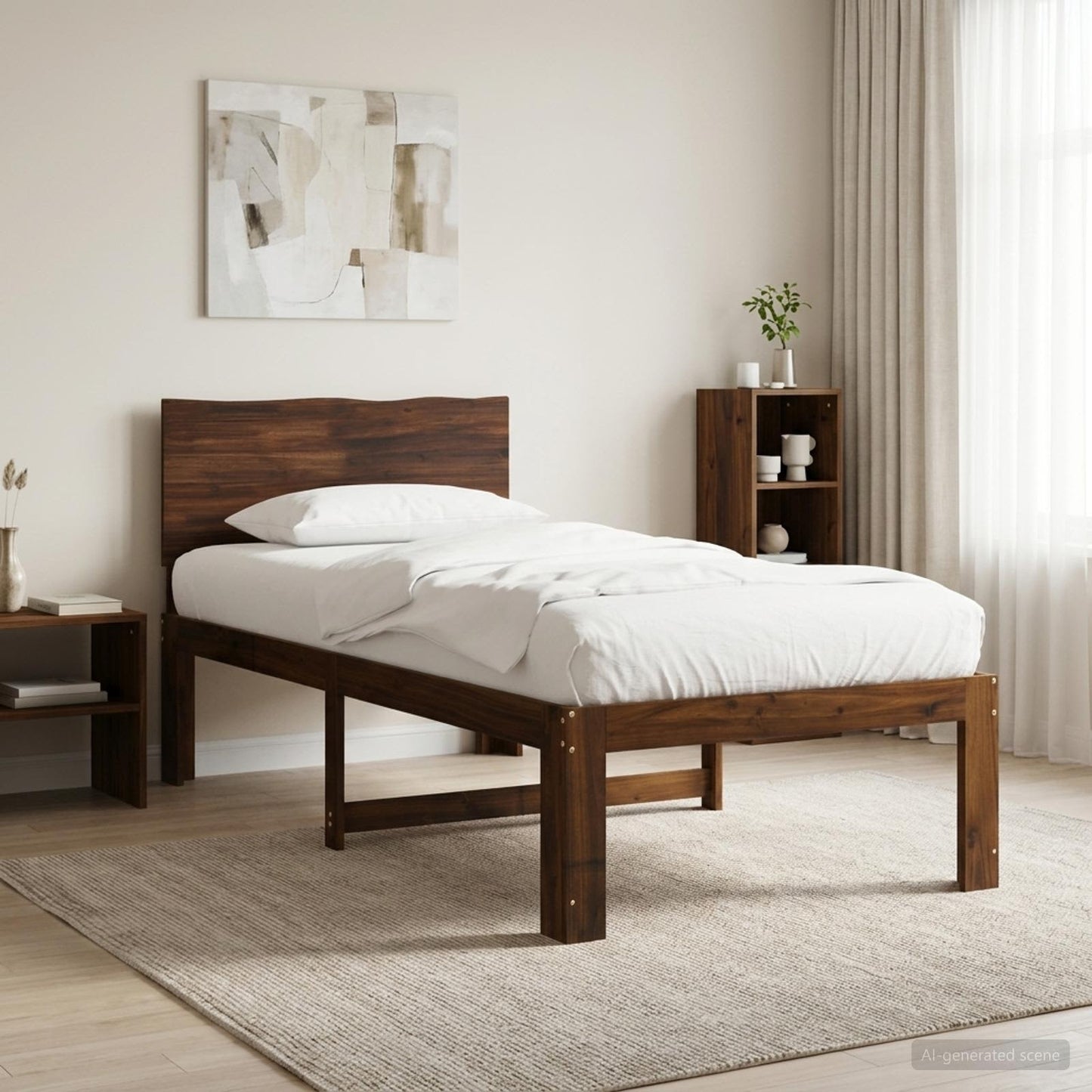vidaXL Single Bed Frame with Headboard ROSTOCK Dark Brown 75 x 190 cm