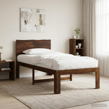vidaXL Single Bed Frame with Headboard ROSTOCK Dark Brown 75 x 190 cm