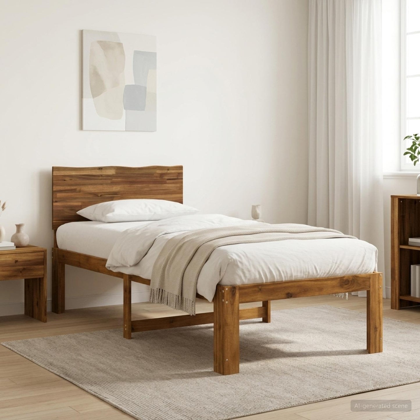 vidaXL Single Bed Frame with Headboard ROSTOCK Natural 75 x 190 cm