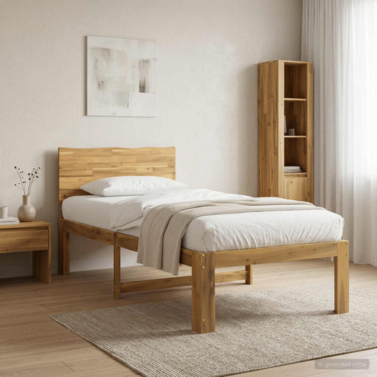 vidaXL Single Bed Frame with Headboard ROSTOCK Whitewash 75 x 190 cm