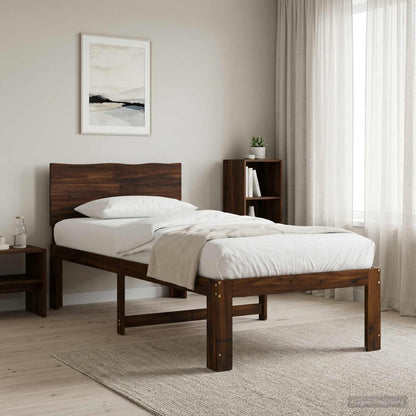 vidaXL Single Bed Frame with Headboard ROSTOCK Dark Brown 90 x 190 cm