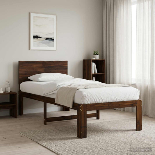 vidaXL Single Bed Frame with Headboard ROSTOCK Dark Brown 90 x 190 cm