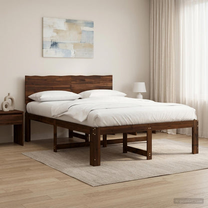 vidaXL Double Bed Frame with Headboard ROSTOCK Dark Brown 120 x 190 cm