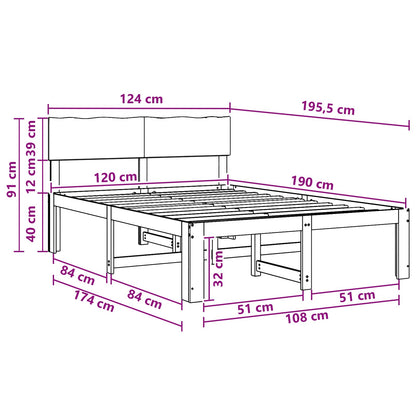 vidaXL Double Bed Frame with Headboard ROSTOCK Dark Brown 120 x 190 cm
